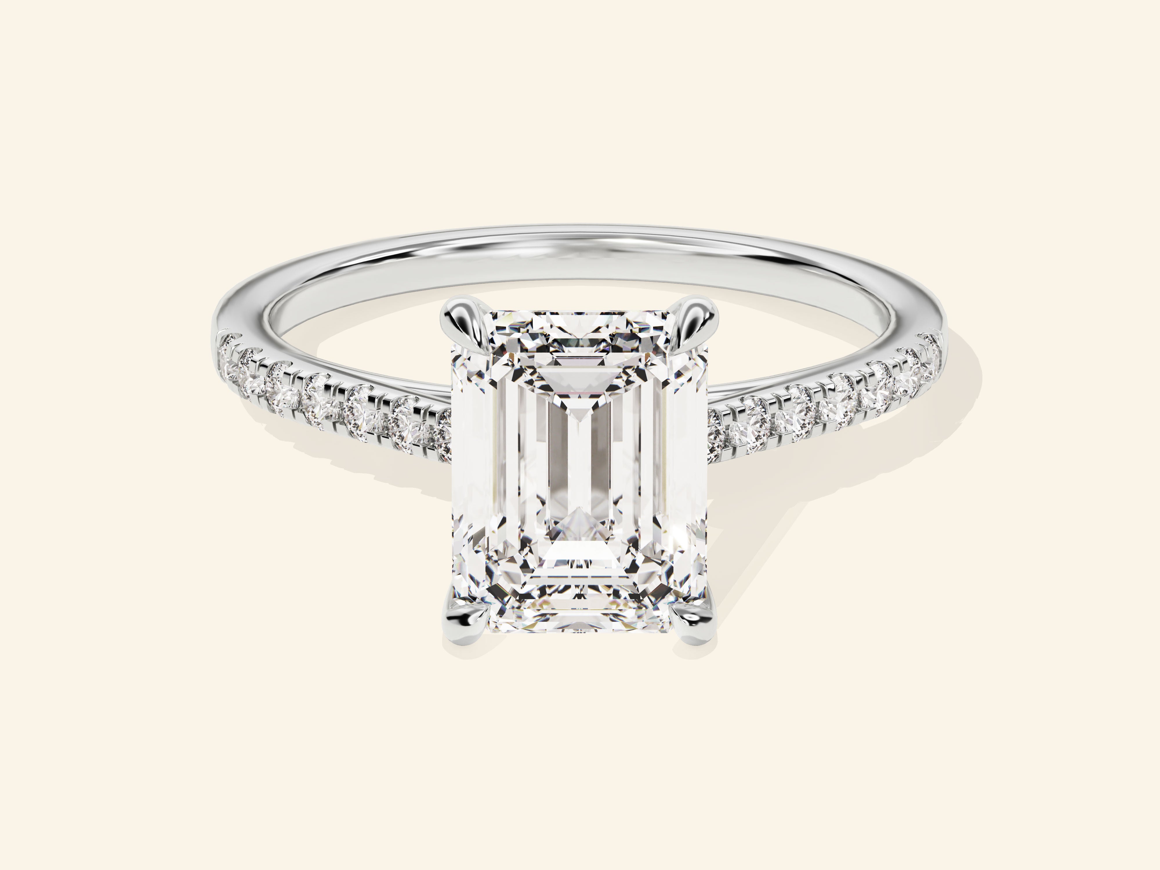 Emerald Cut Engagement Ring with Pave Set Side Stones