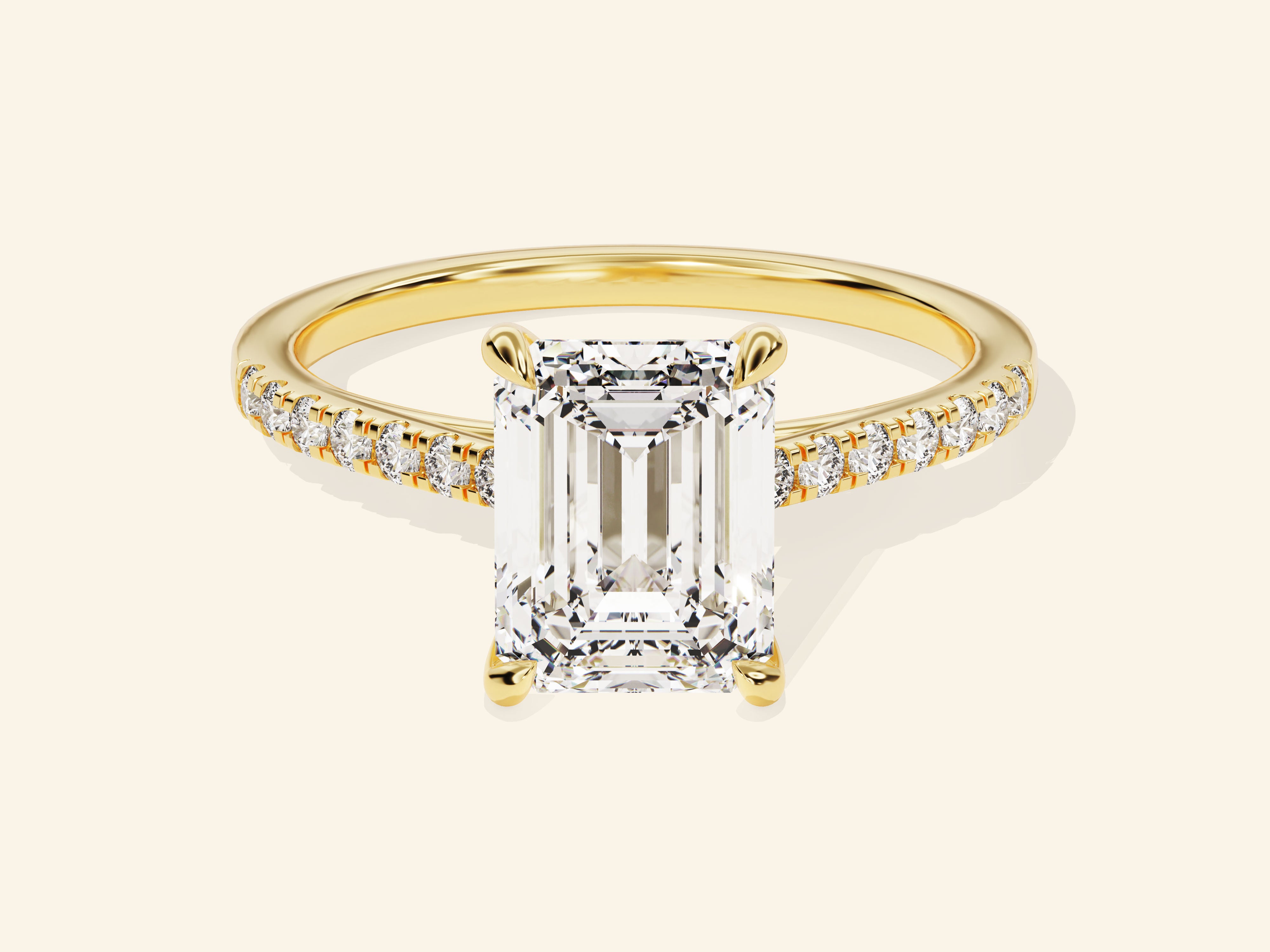 Emerald Cut Engagement Ring with Pave Set Side Stones