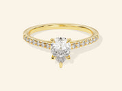 Pear Cut Engagement Ring with Pave Set Side Stones