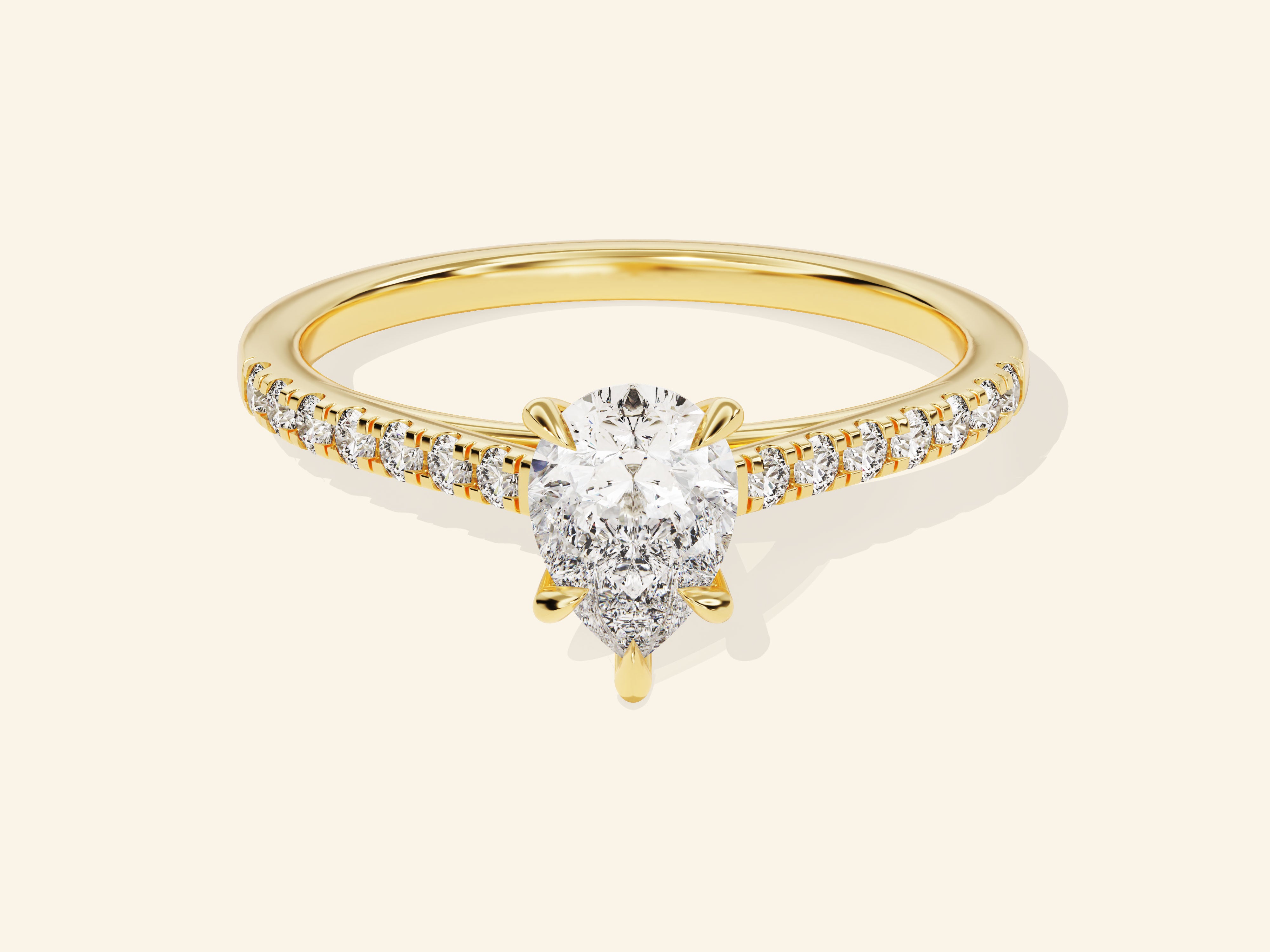 Pear Cut Engagement Ring with Pave Set Side Stones