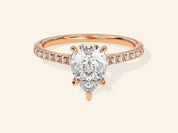 Pear Cut Engagement Ring with Pave Set Side Stones