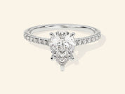 Pear Cut Engagement Ring with Pave Set Side Stones