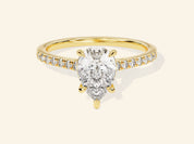 Pear Cut Engagement Ring with Pave Set Side Stones