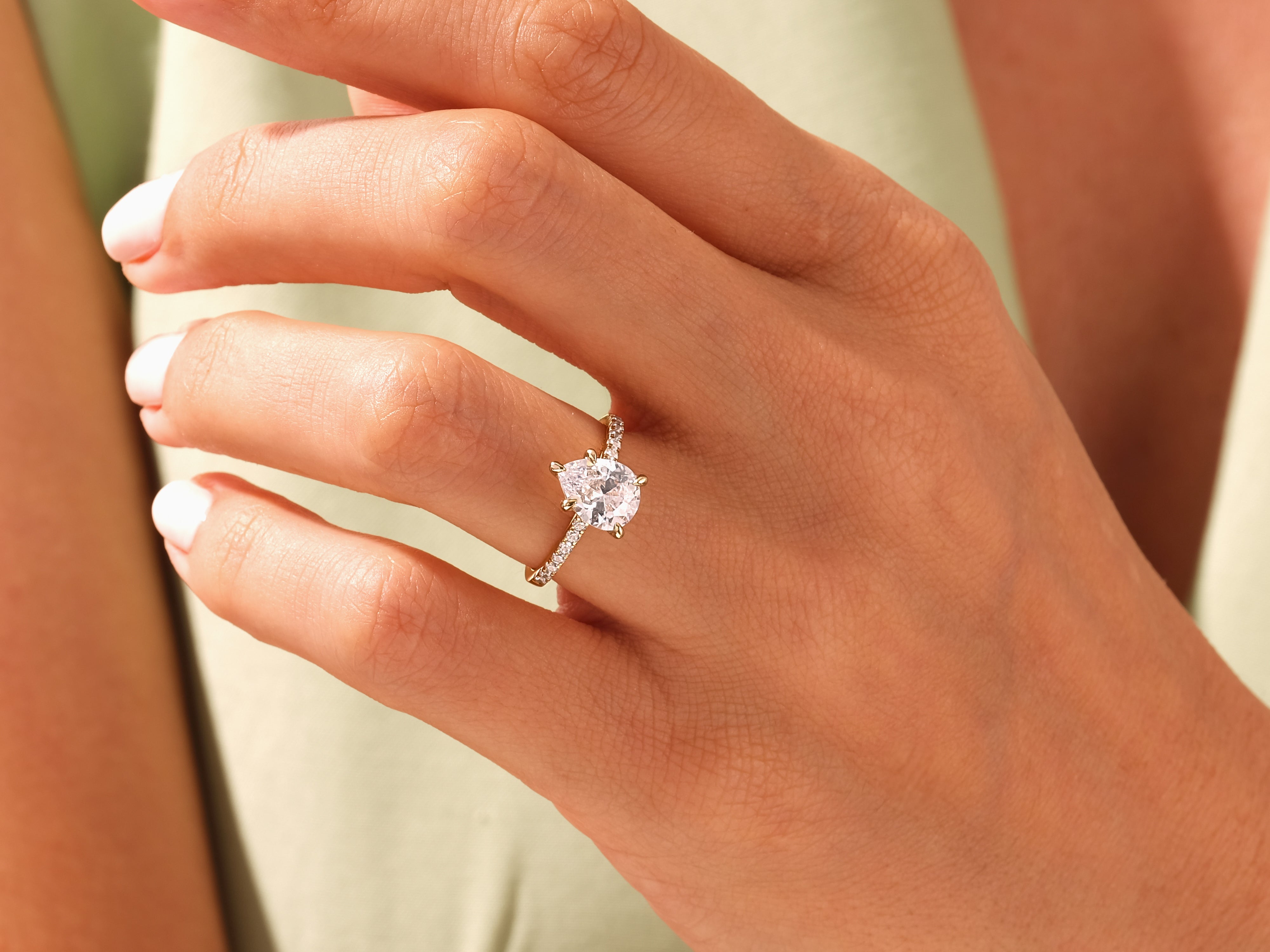 Pear Cut Engagement Ring with Pave Set Side Stones