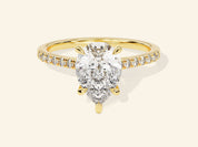 Pear Cut Engagement Ring with Pave Set Side Stones
