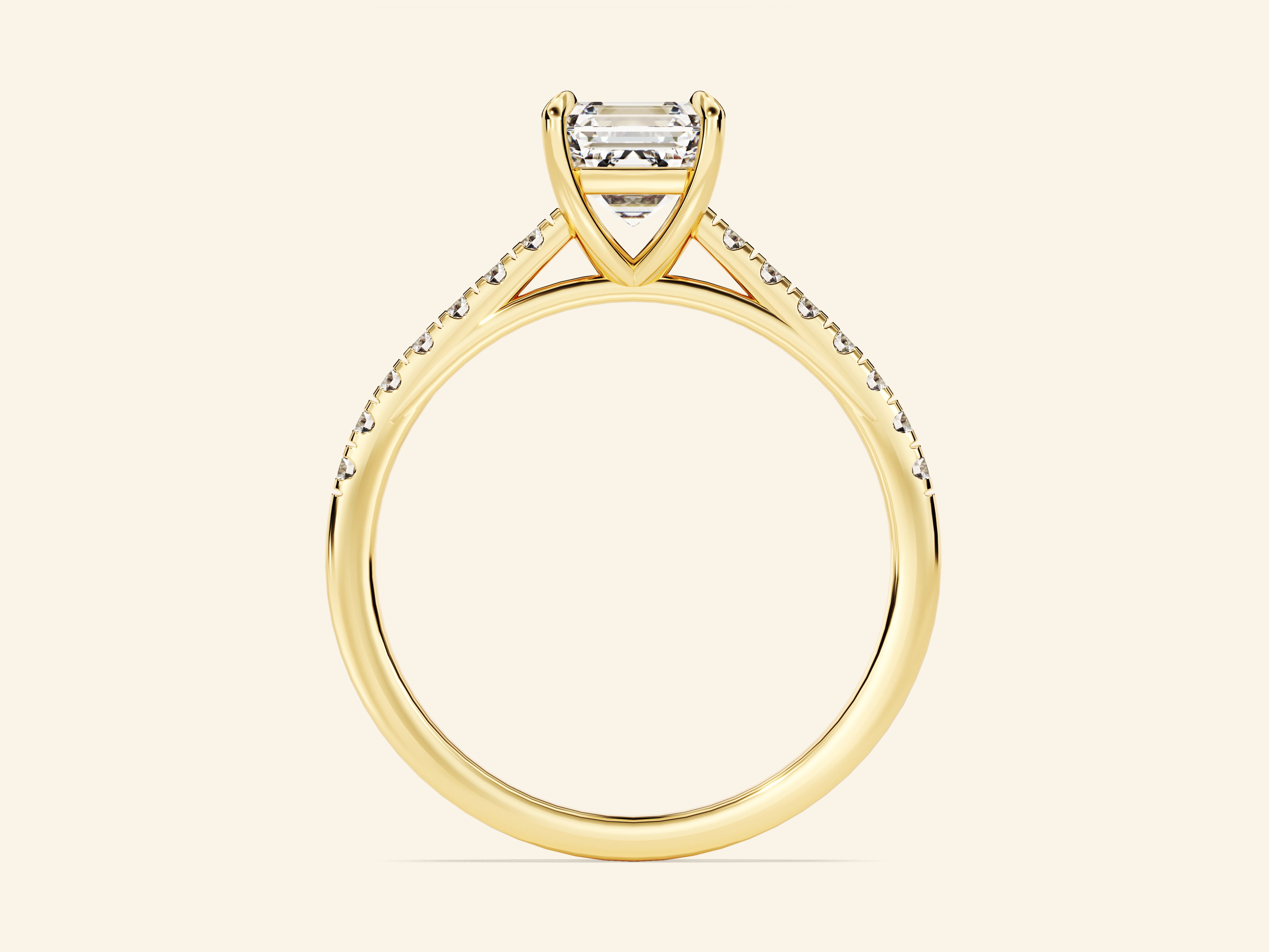 Asscher Cut Engagement Ring with Pave Set Side Stones