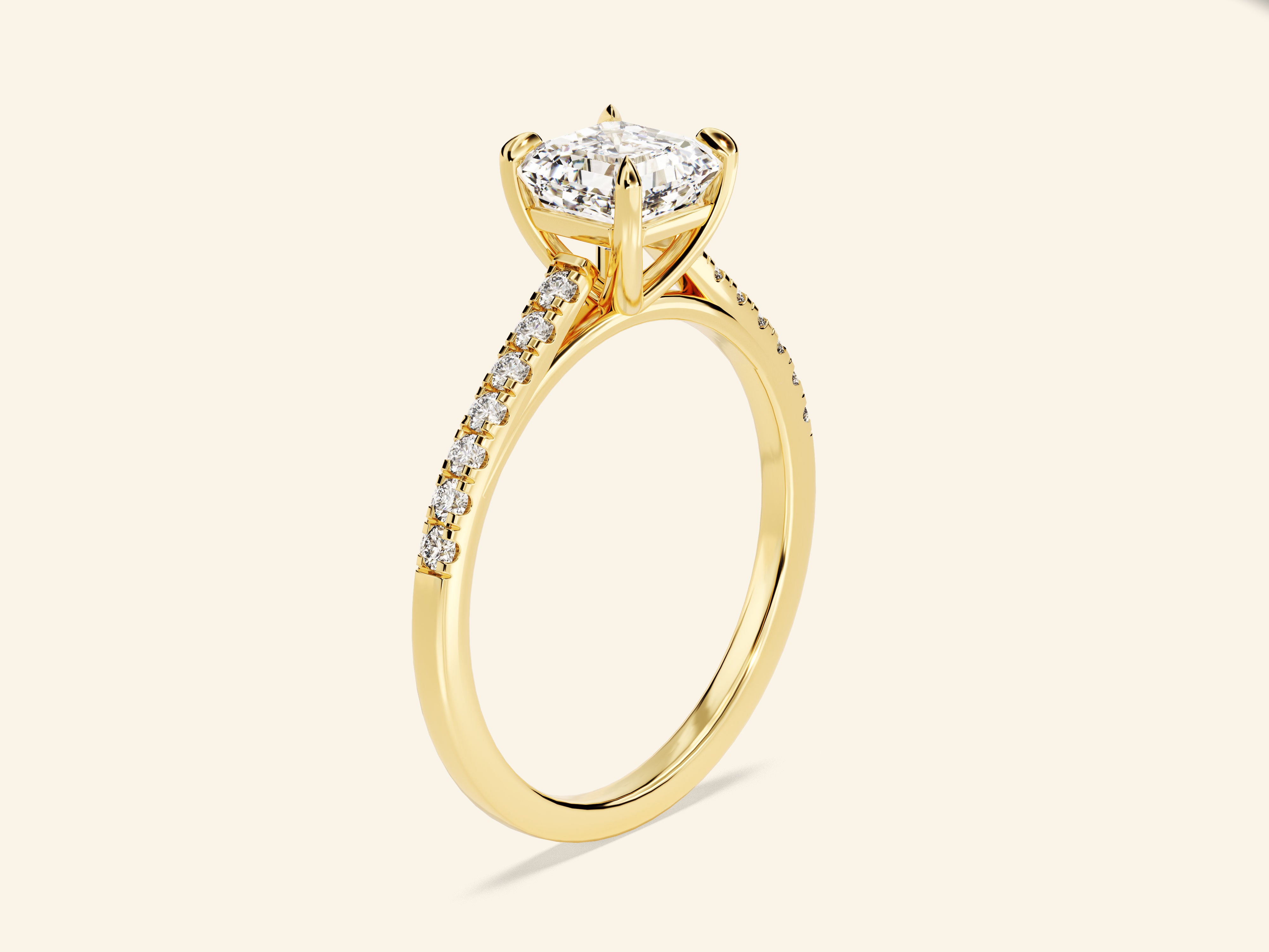 Asscher Cut Engagement Ring with Pave Set Side Stones