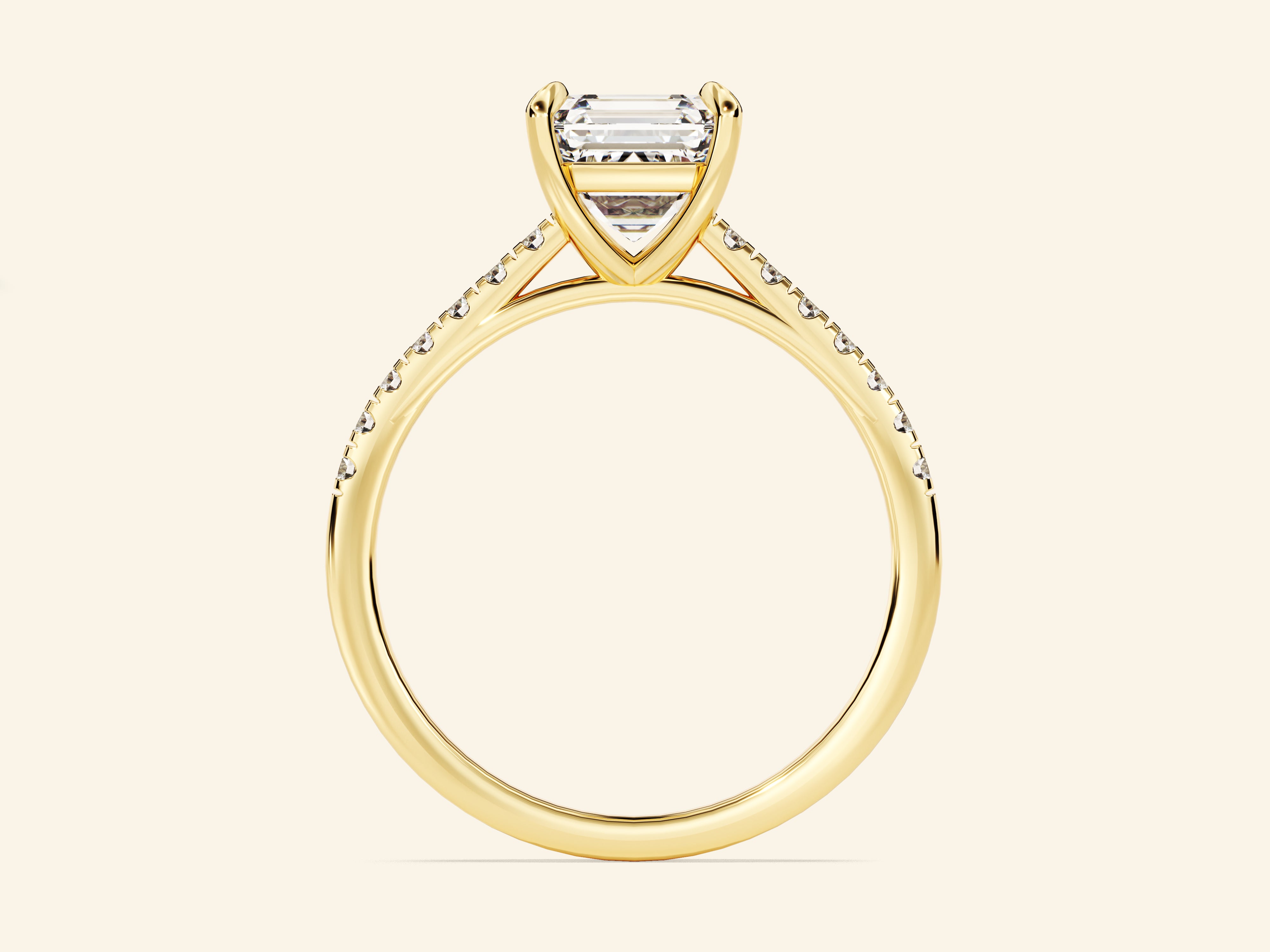 Asscher Cut Engagement Ring with Pave Set Side Stones
