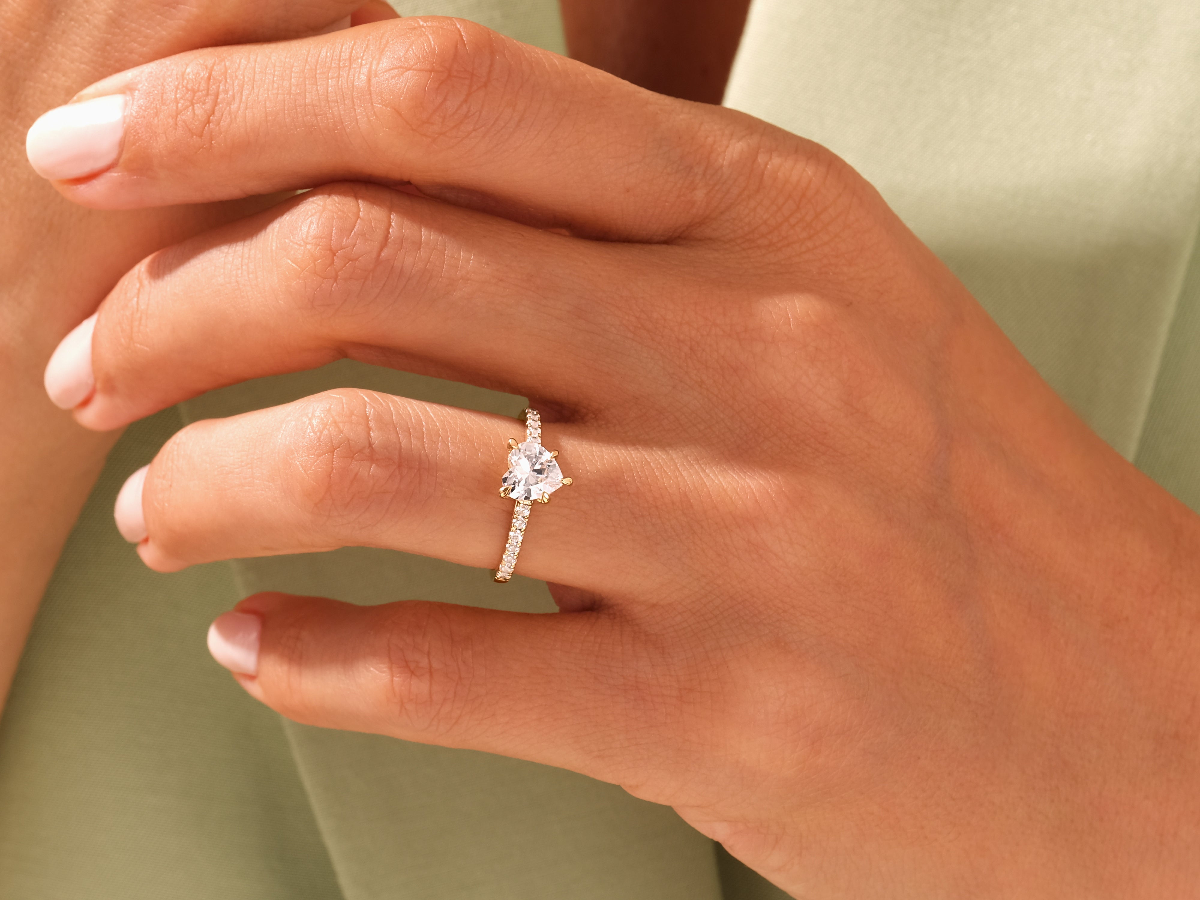 Heart Cut Engagement Ring with Pave Set Side Stones