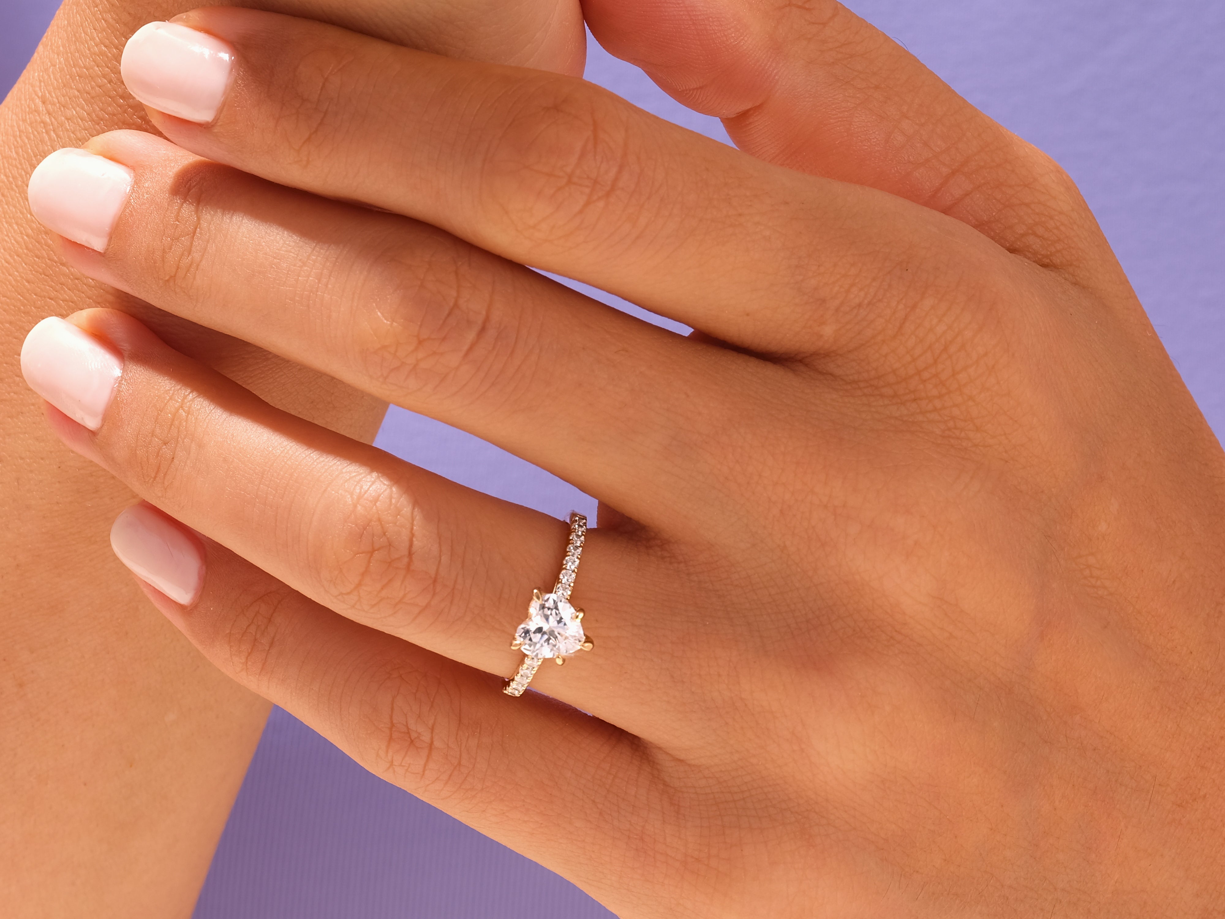 Heart Cut Engagement Ring with Pave Set Side Stones