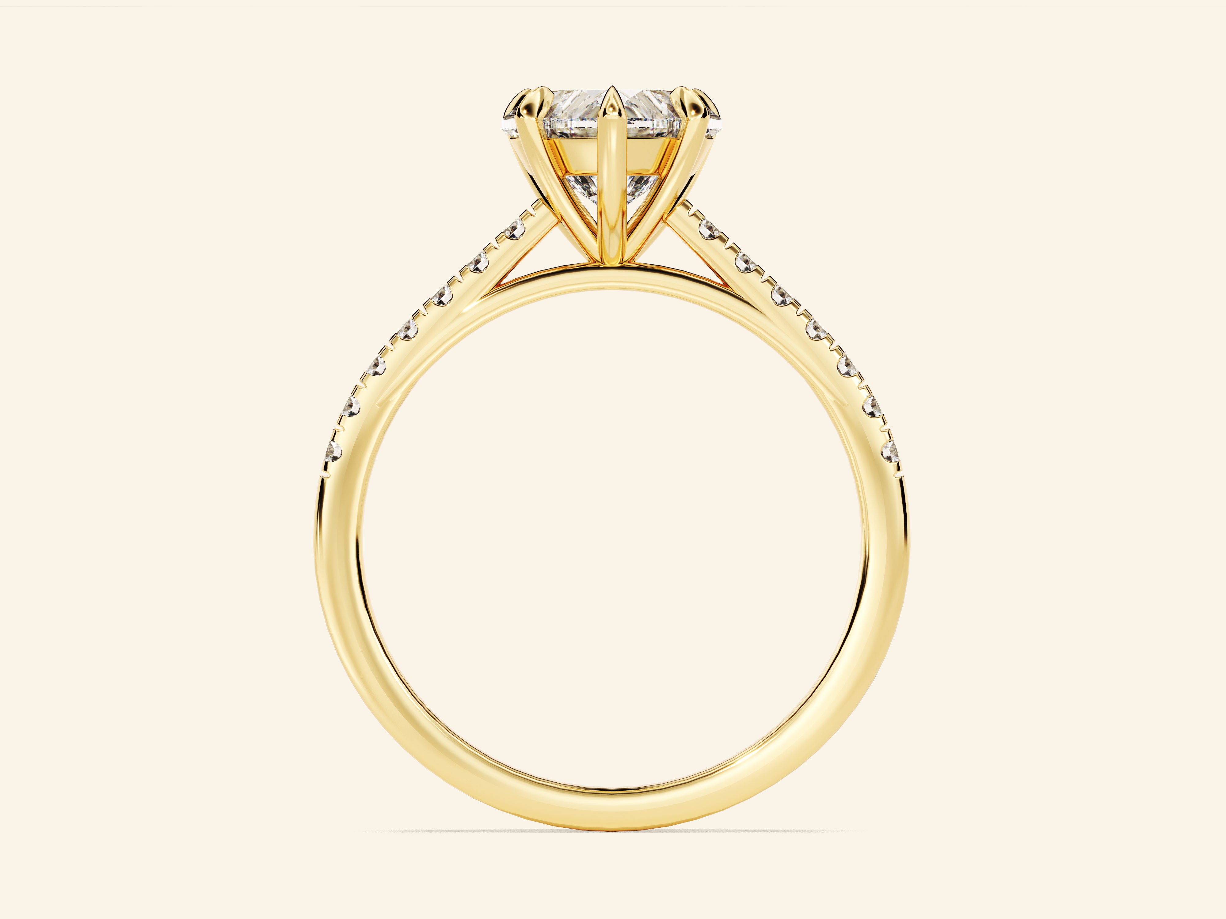 Heart Cut Engagement Ring with Pave Set Side Stones