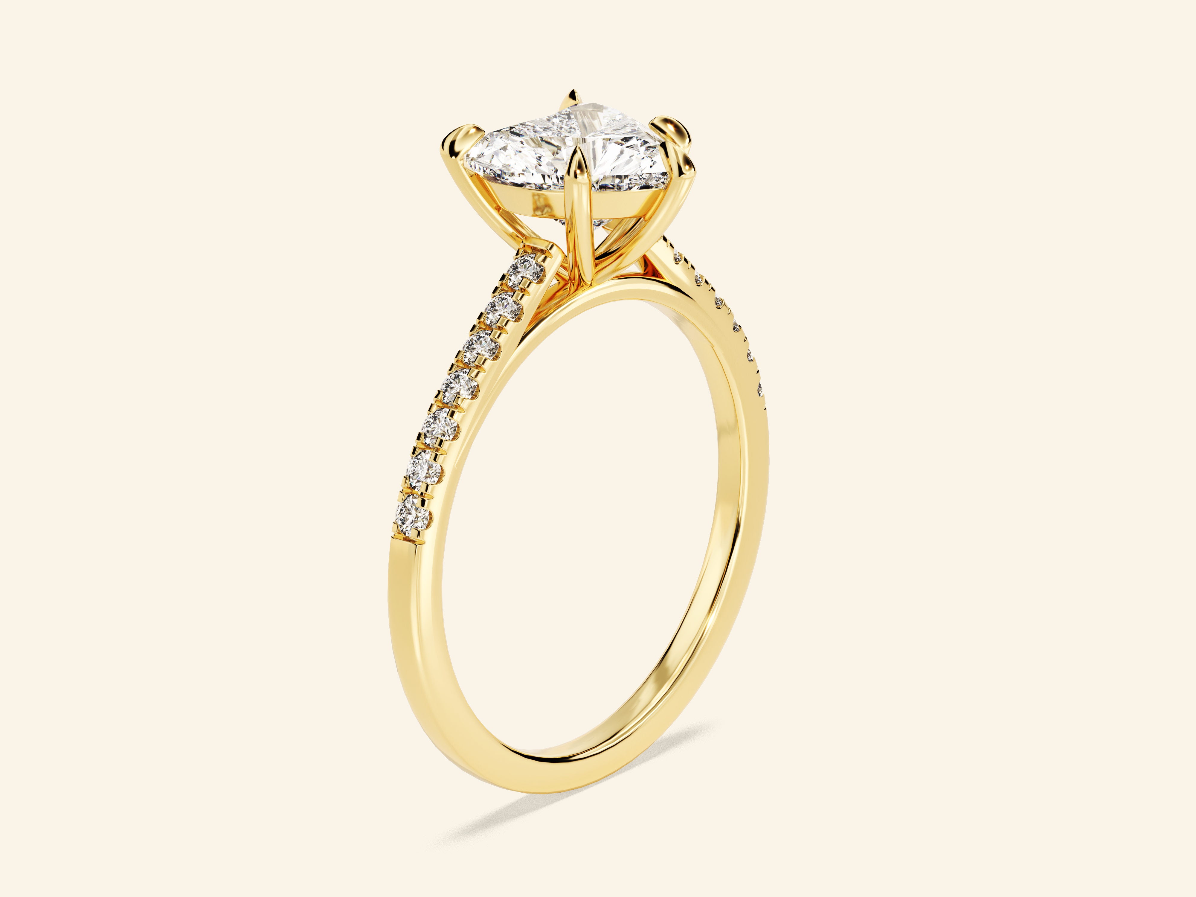 Heart Cut Engagement Ring with Pave Set Side Stones