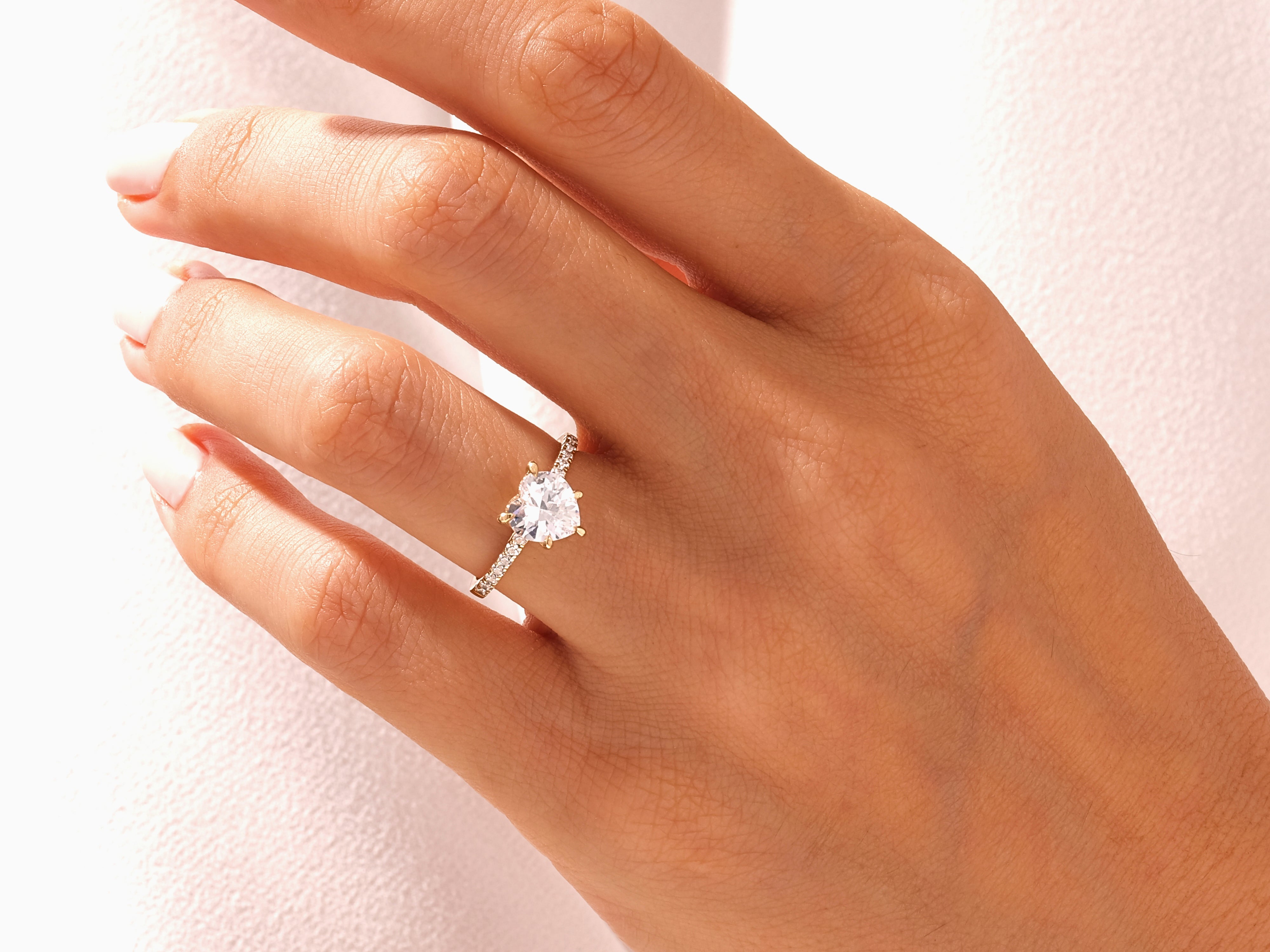 Heart Cut Engagement Ring with Pave Set Side Stones