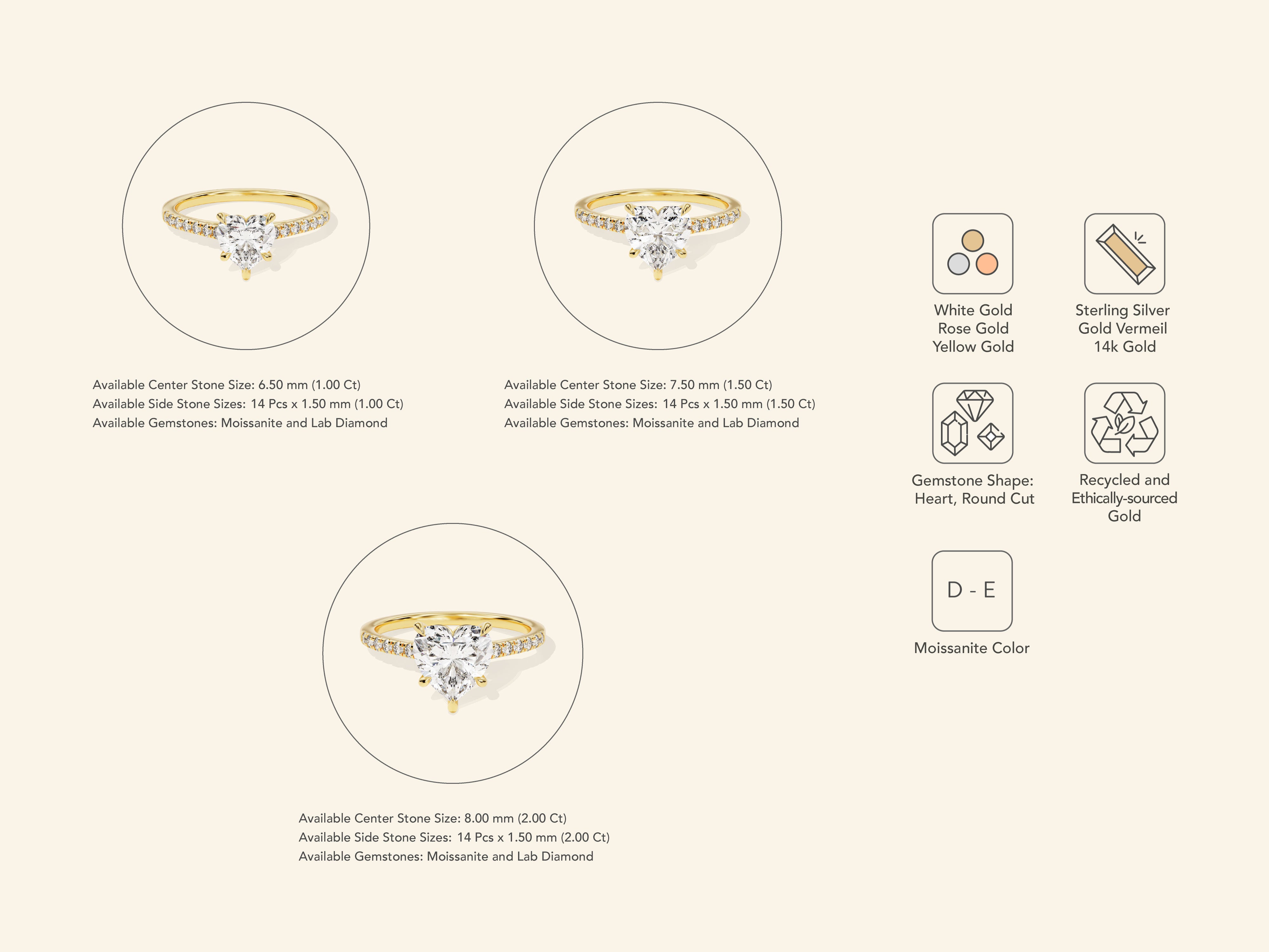 Heart Cut Engagement Ring with Pave Set Side Stones