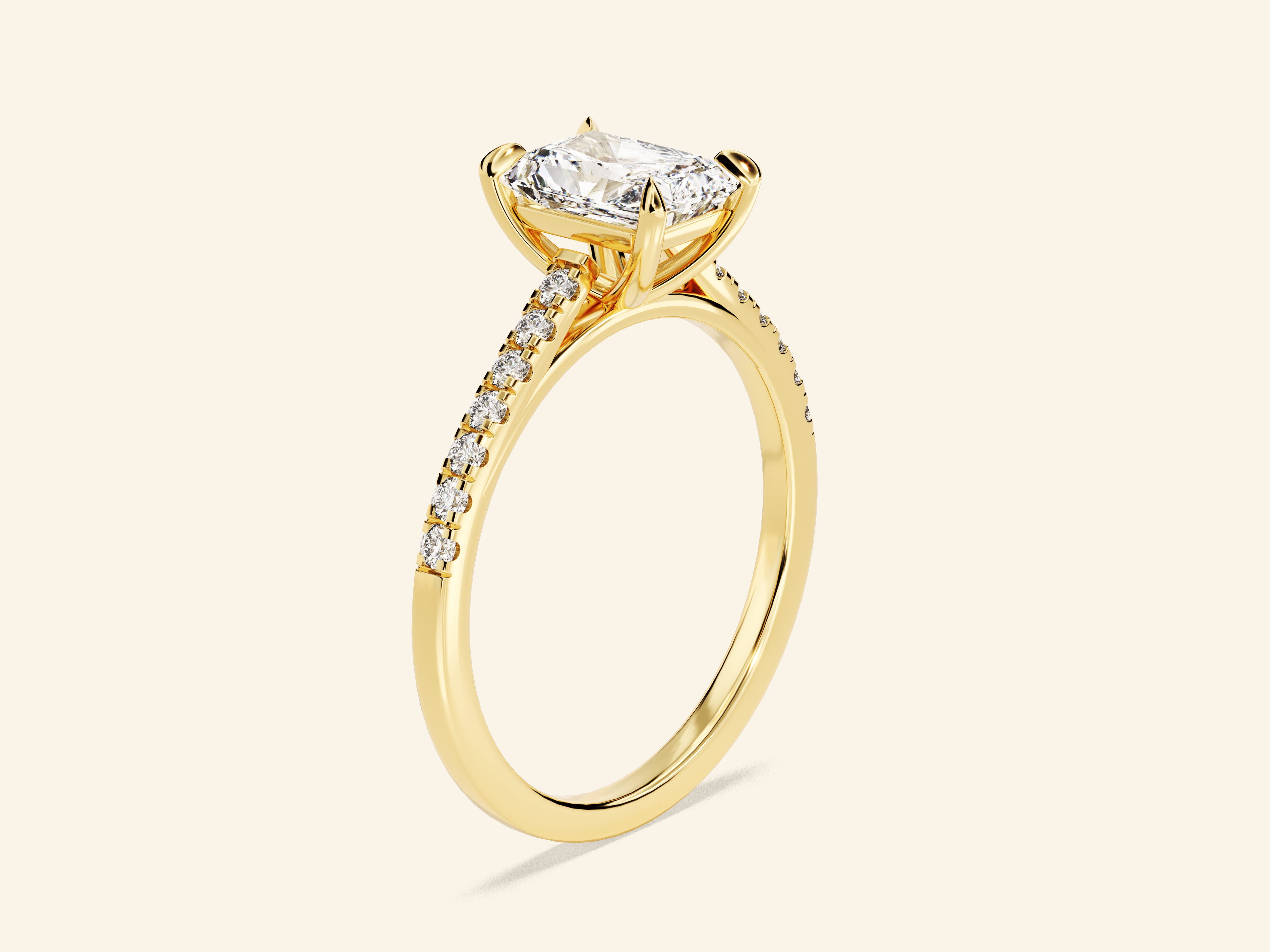 Radiant Cut Engagement Ring with Pave Set Side Stones