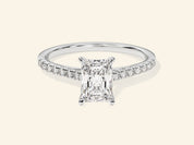 Radiant Cut Engagement Ring with Pave Set Side Stones