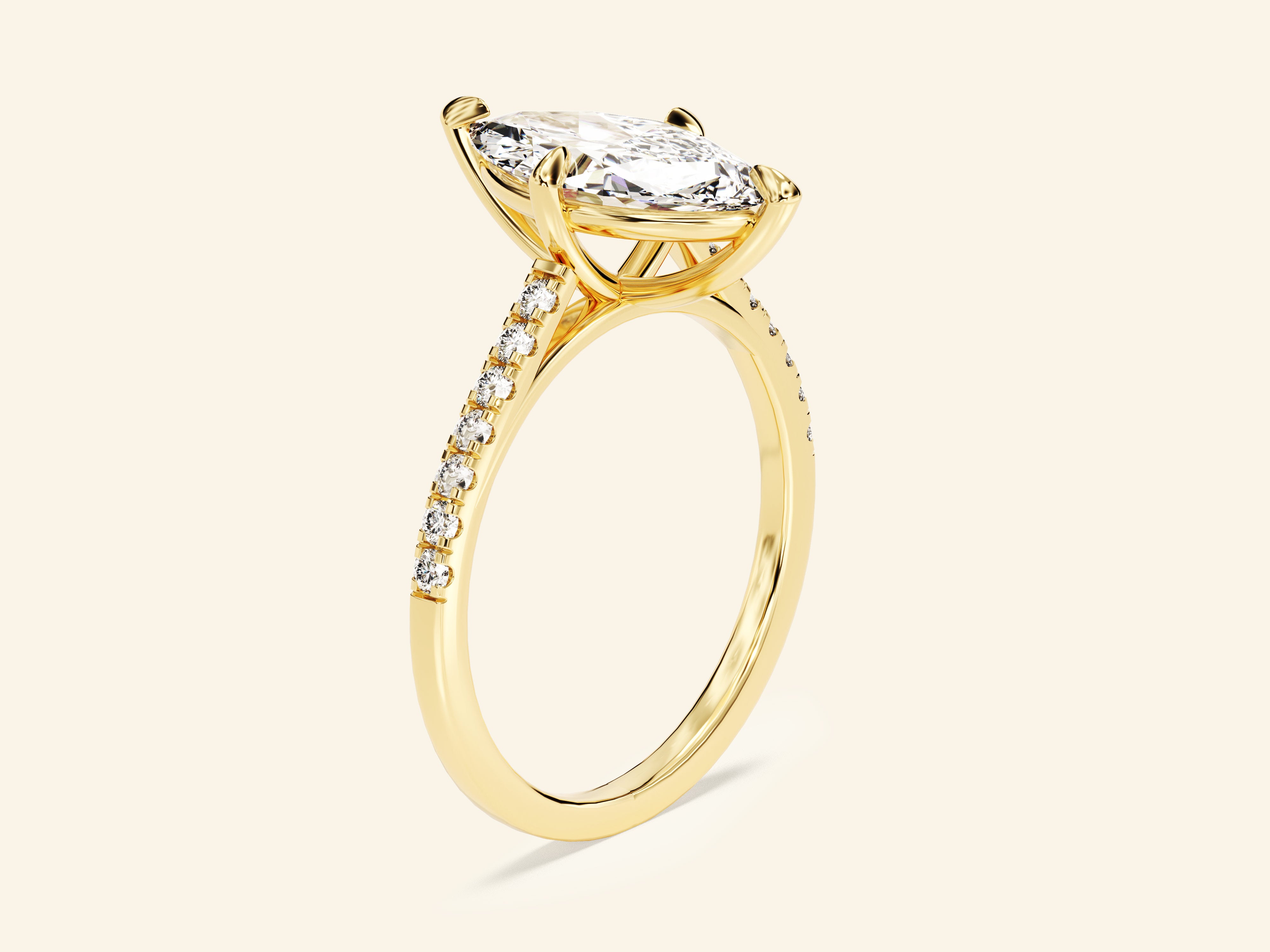 Marquise Cut Engagement Ring with Pave Set Side Stones