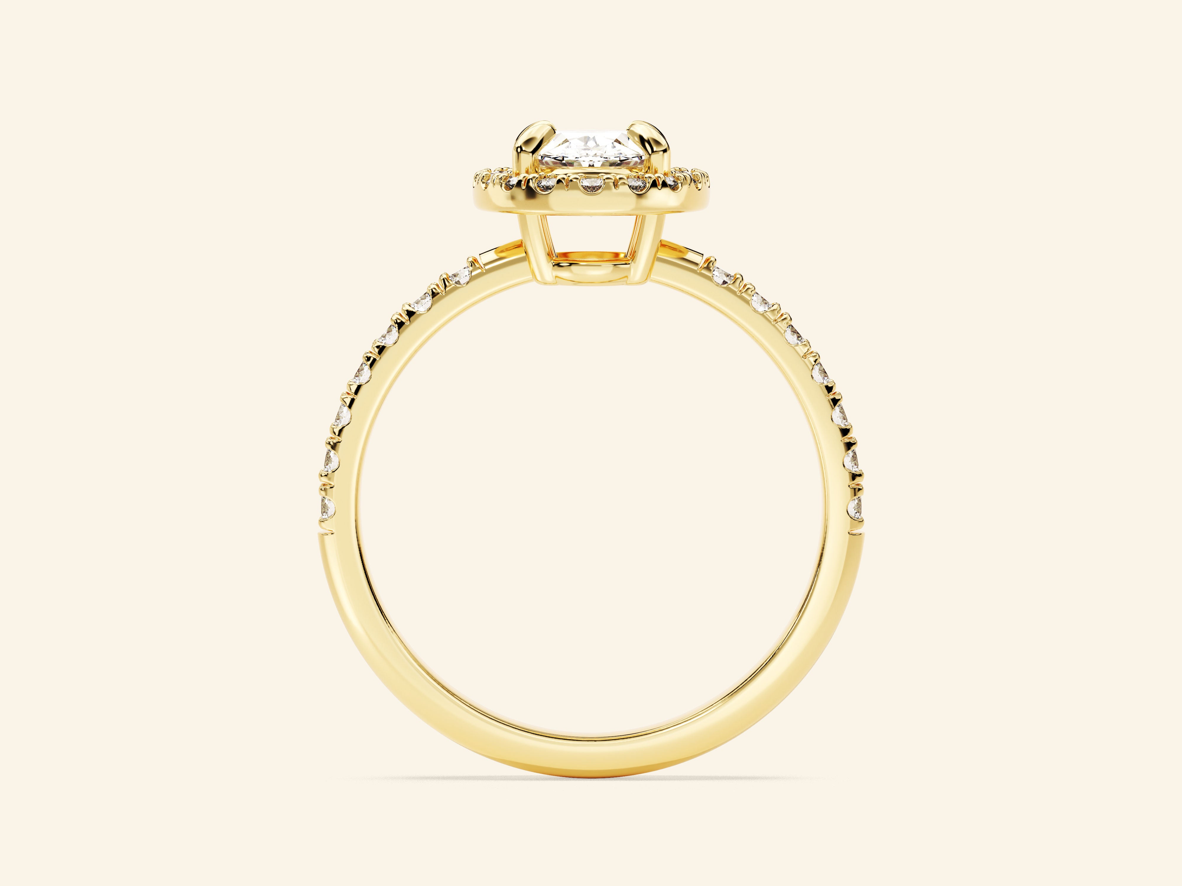 Oval Halo Engagement Ring with Pave Set Side Stones