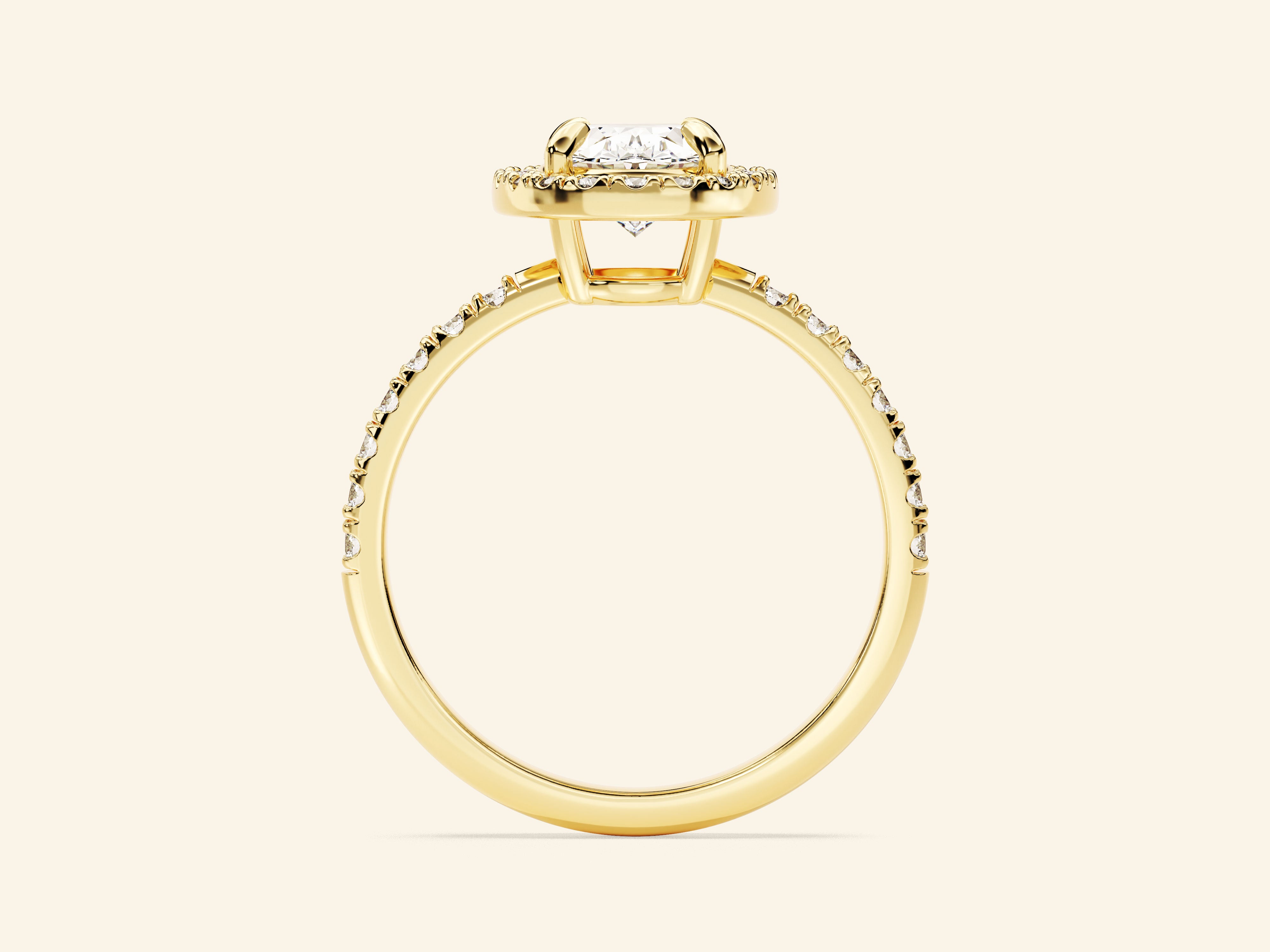 Oval Halo Engagement Ring with Pave Set Side Stones