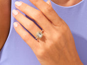 Emerald Halo Engagement Ring with Pave Set Side Stones