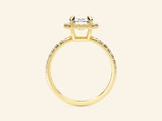 Emerald Halo Engagement Ring with Pave Set Side Stones