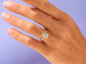 Emerald Halo Engagement Ring with Pave Set Side Stones