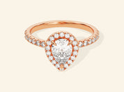 Pear Halo Engagement Ring with Pave Set Side Stones