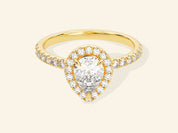 Pear Halo Engagement Ring with Pave Set Side Stones