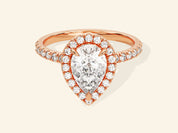 Pear Halo Engagement Ring with Pave Set Side Stones