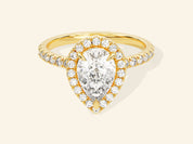 Pear Halo Engagement Ring with Pave Set Side Stones
