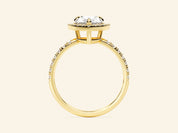 Pear Halo Engagement Ring with Pave Set Side Stones