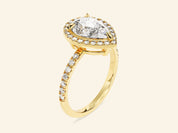 Pear Halo Engagement Ring with Pave Set Side Stones