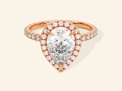 Pear Halo Engagement Ring with Pave Set Side Stones