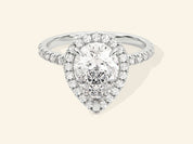 Pear Halo Engagement Ring with Pave Set Side Stones