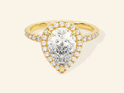 Pear Halo Engagement Ring with Pave Set Side Stones