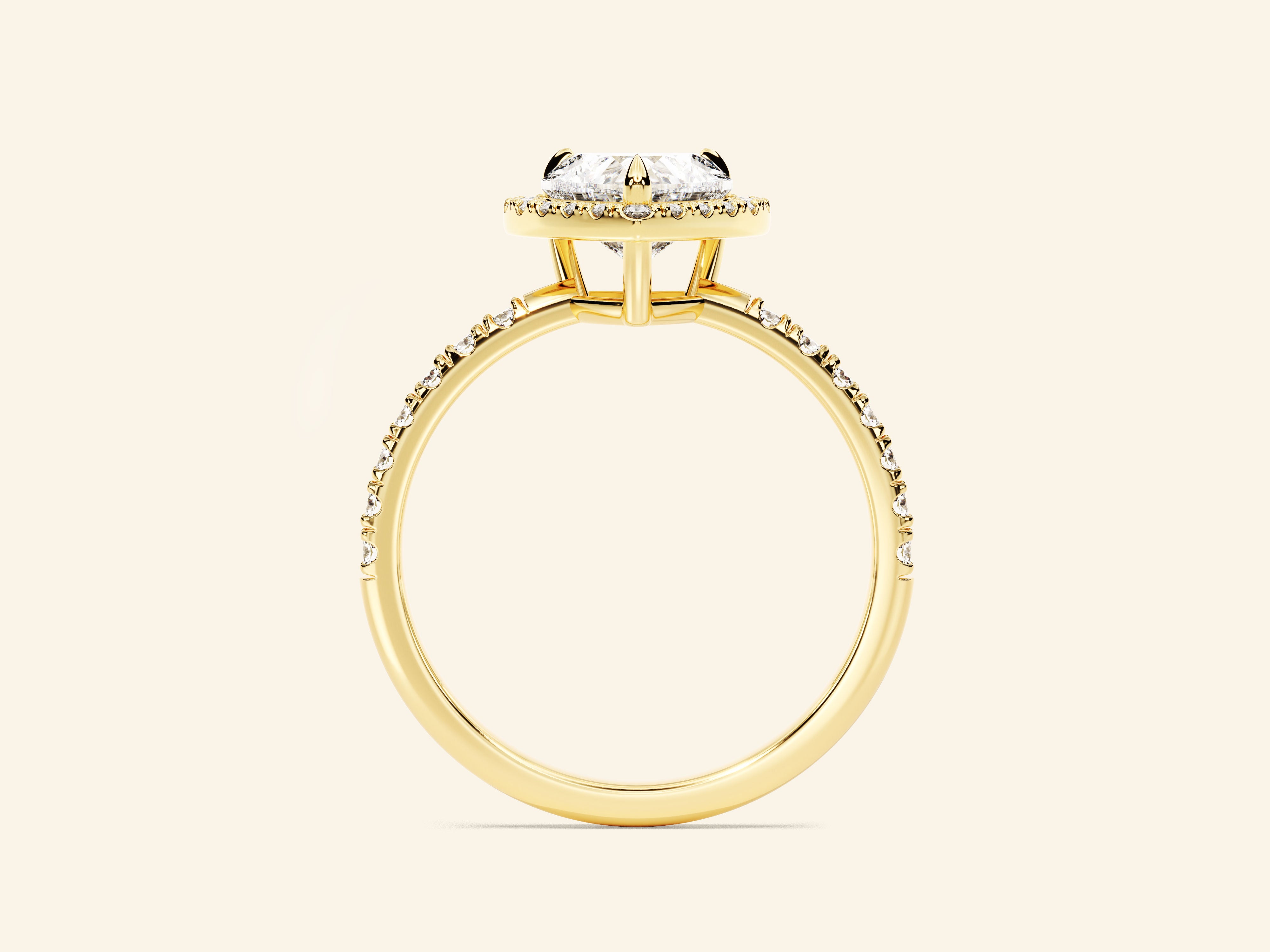Heart Halo Engagement Ring with Pave Set Side Stones