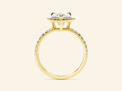 Heart Halo Engagement Ring with Pave Set Side Stones