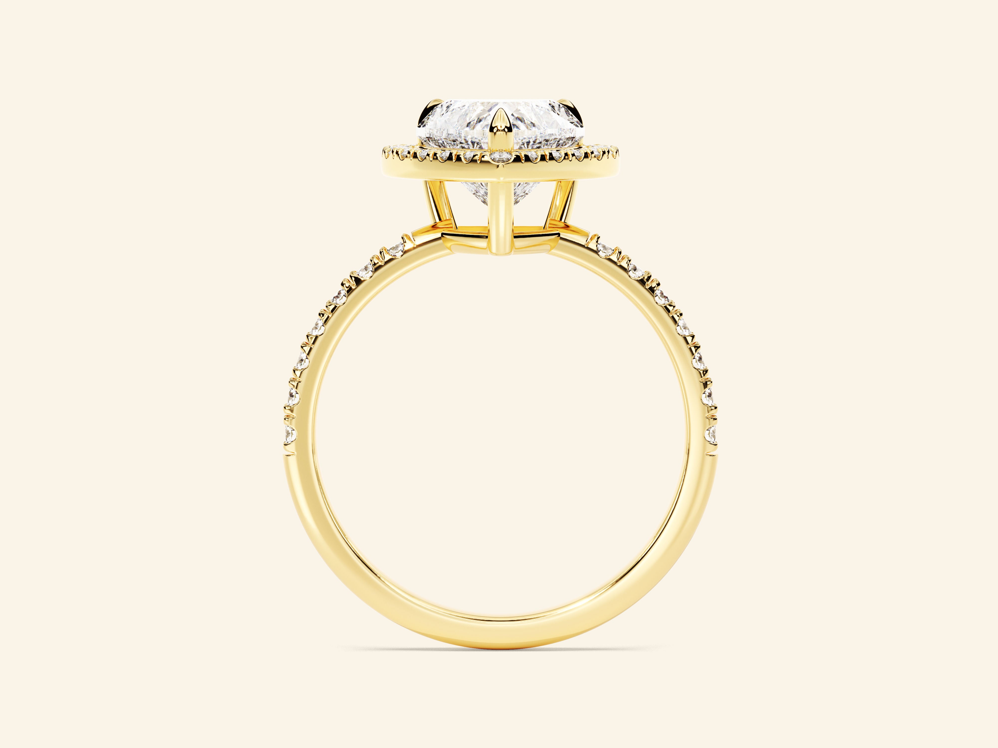 Heart Halo Engagement Ring with Pave Set Side Stones