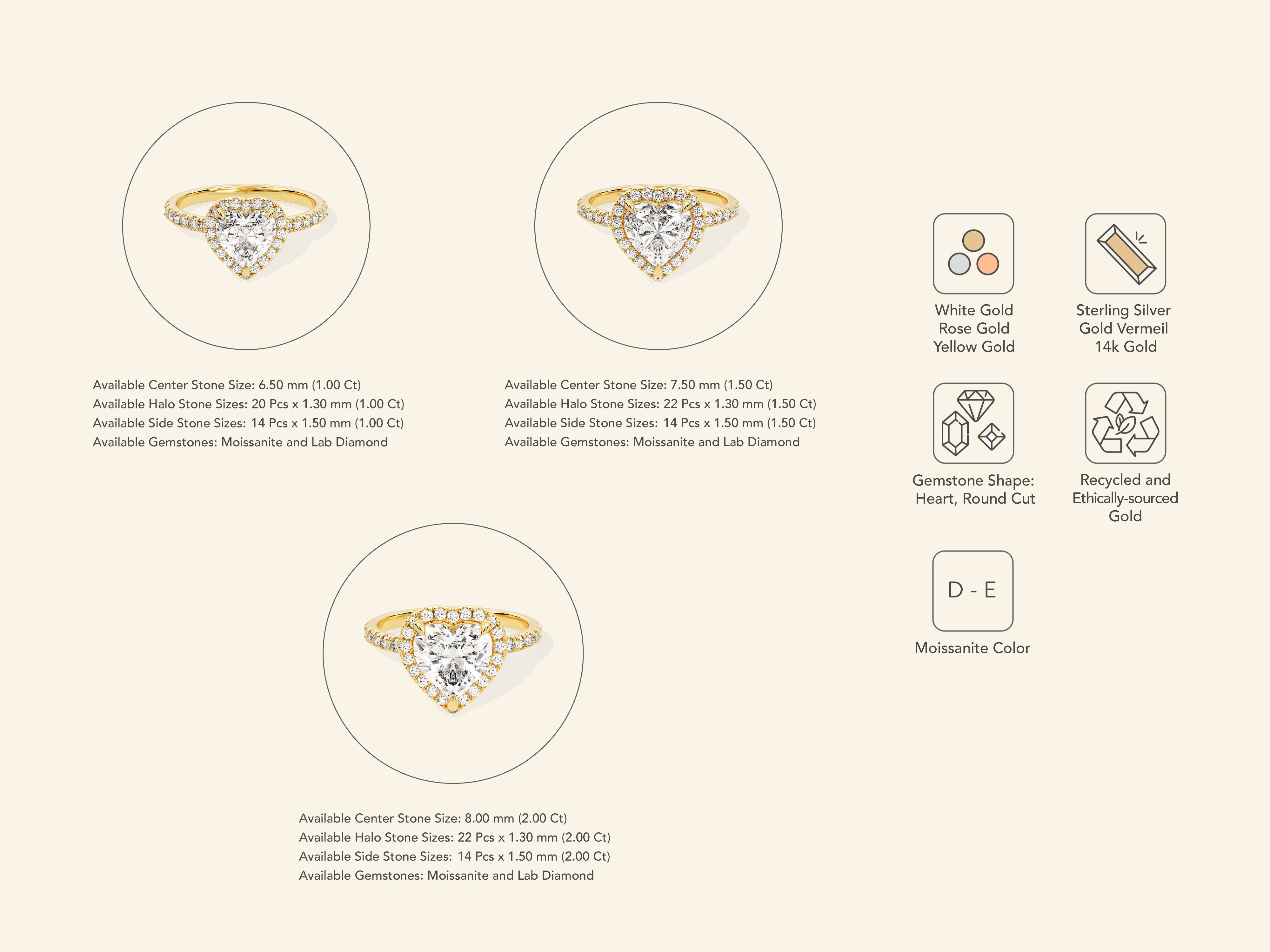 Heart Halo Engagement Ring with Pave Set Side Stones
