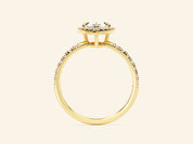 Marquise Halo Engagement Ring with Pave Set Side Stones