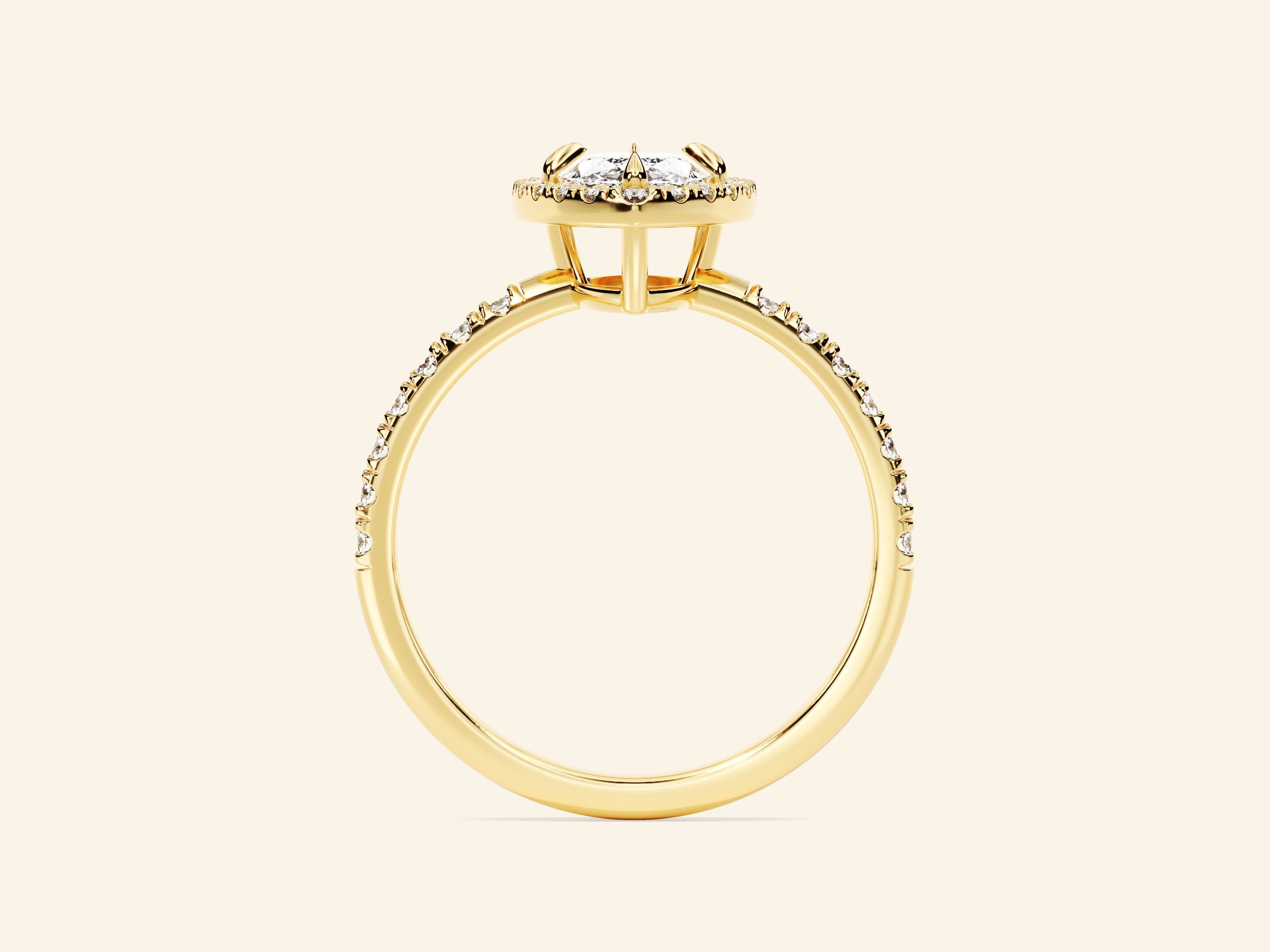 Marquise Halo Engagement Ring with Pave Set Side Stones