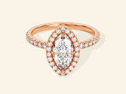 Marquise Halo Engagement Ring with Pave Set Side Stones