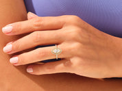 Marquise Halo Engagement Ring with Pave Set Side Stones