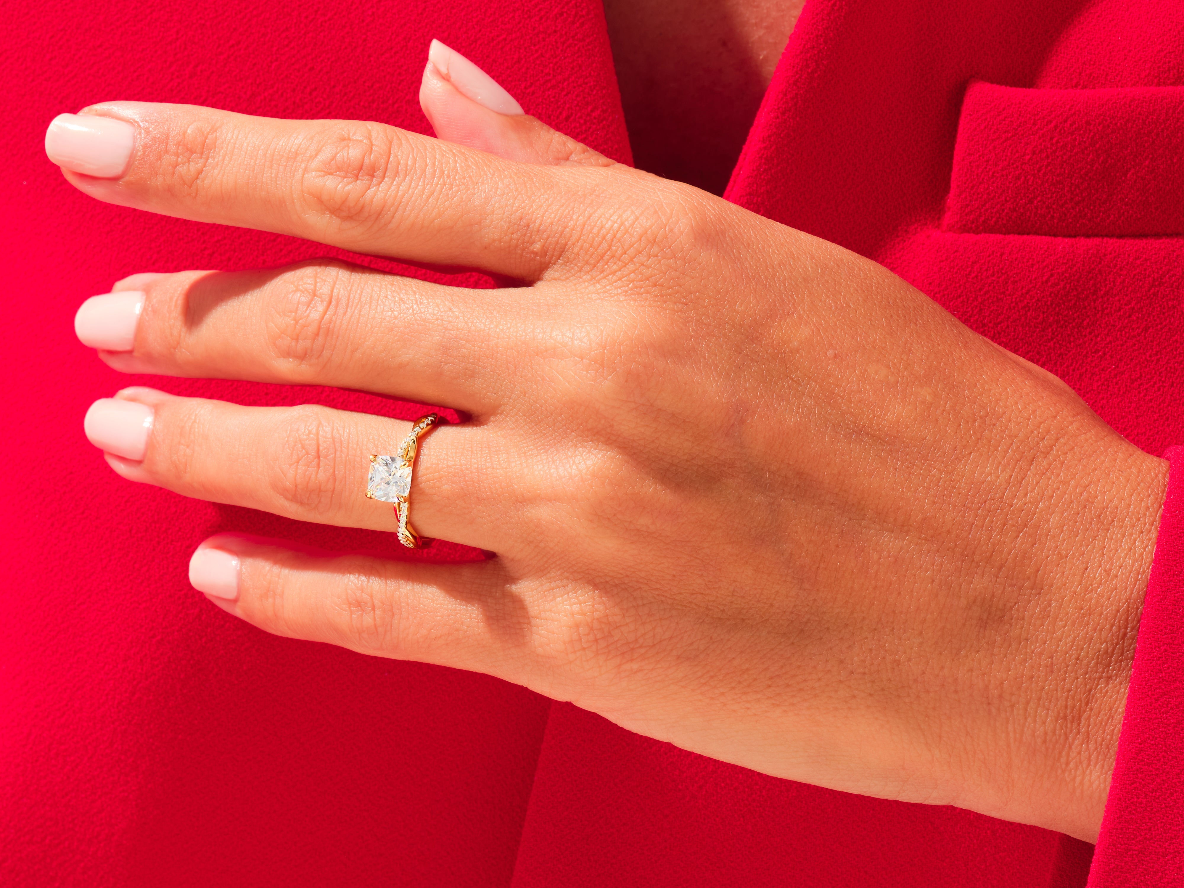 Cushion Twisted Engagement Ring