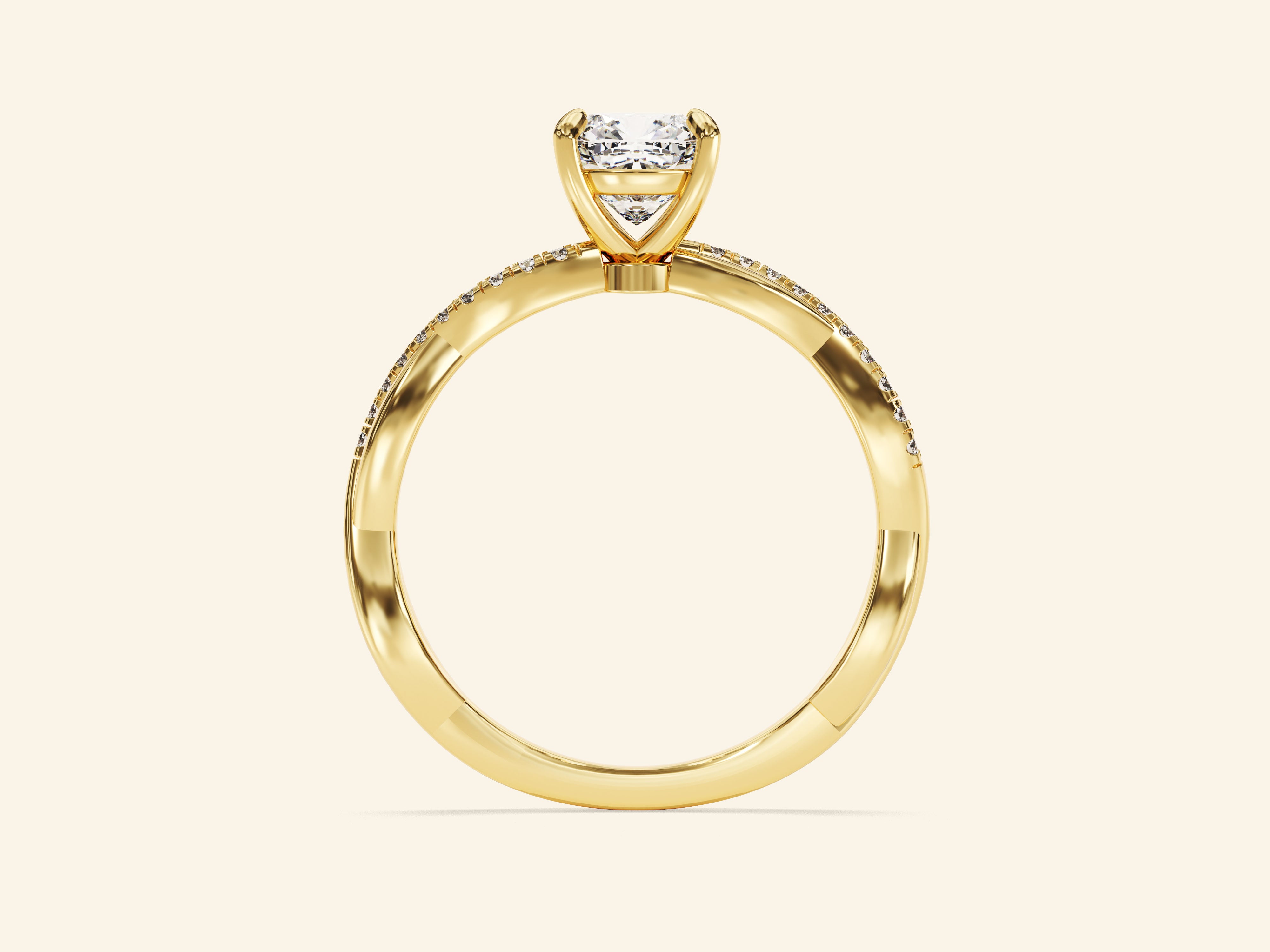 Cushion Twisted Engagement Ring