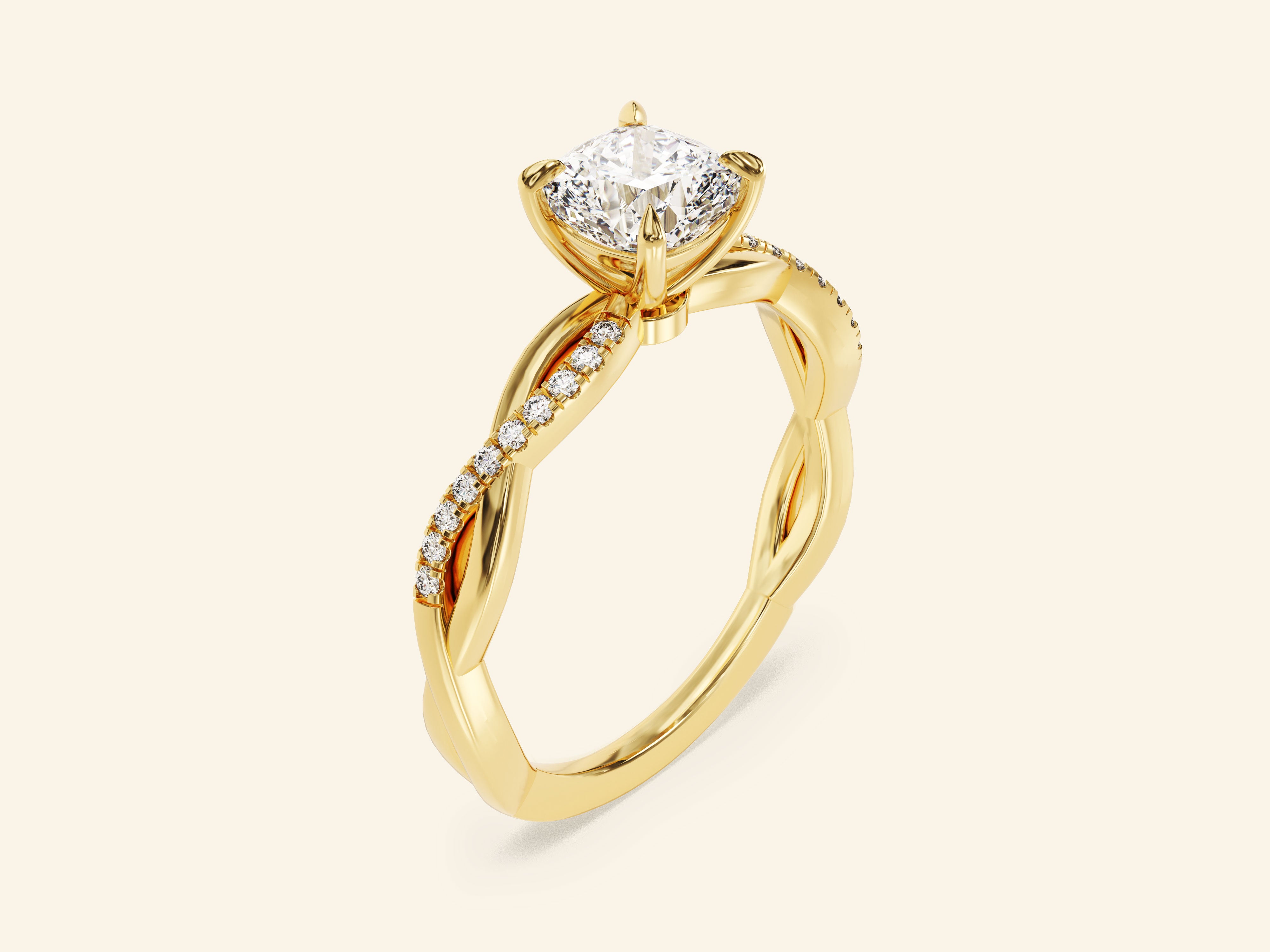 Cushion Twisted Engagement Ring