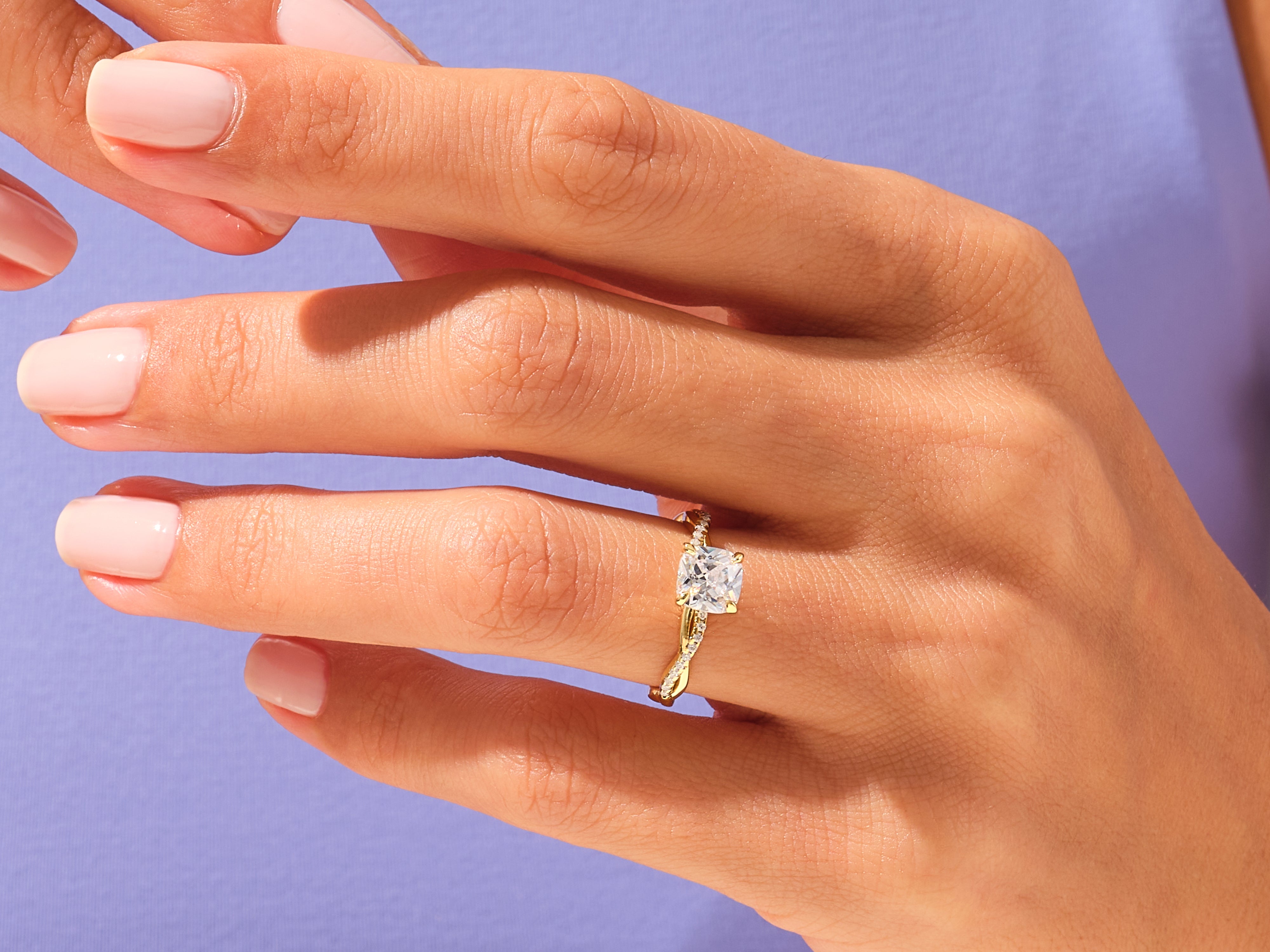 Cushion Twisted Engagement Ring