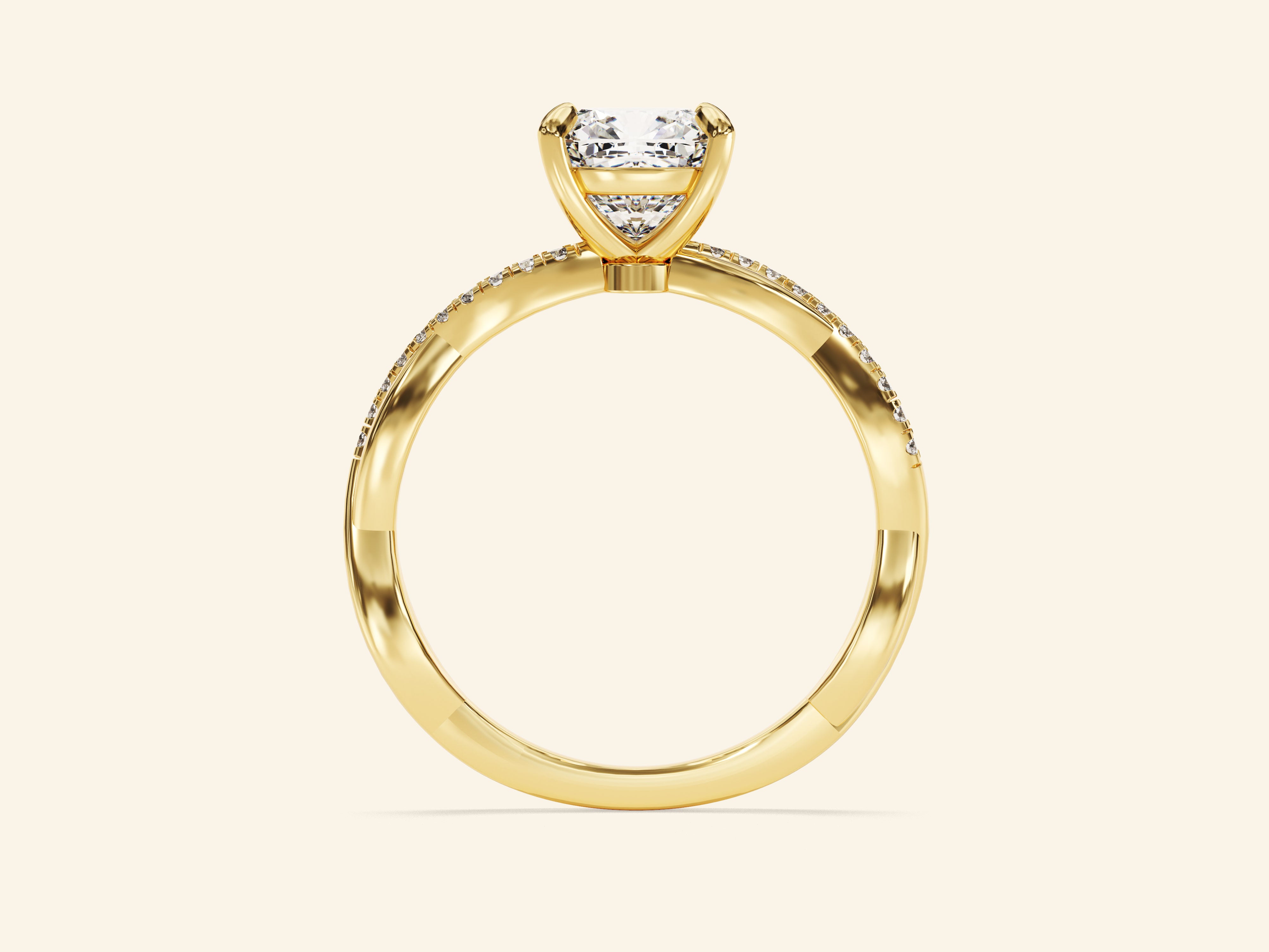 Cushion Twisted Engagement Ring
