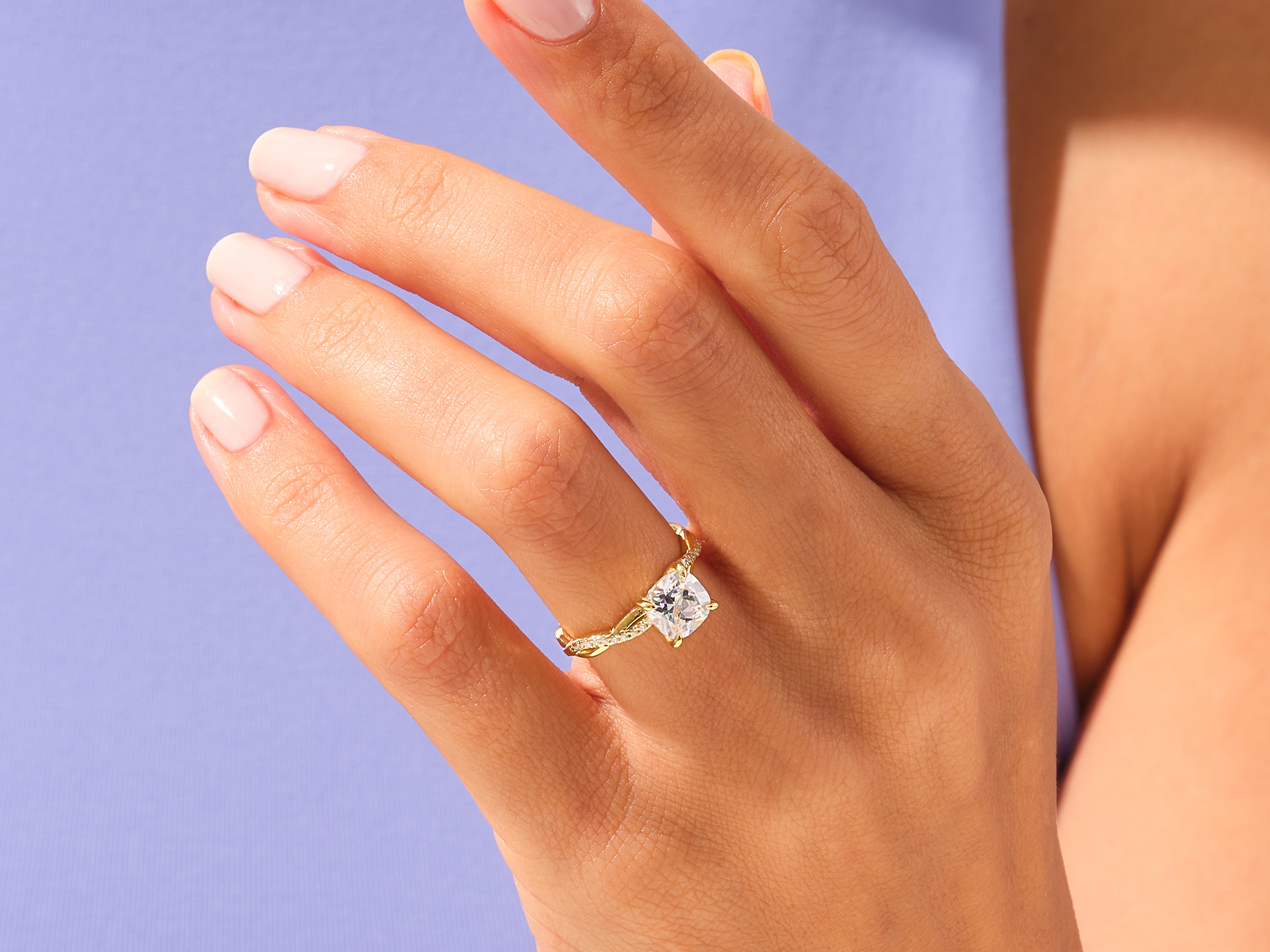 Cushion Twisted Engagement Ring