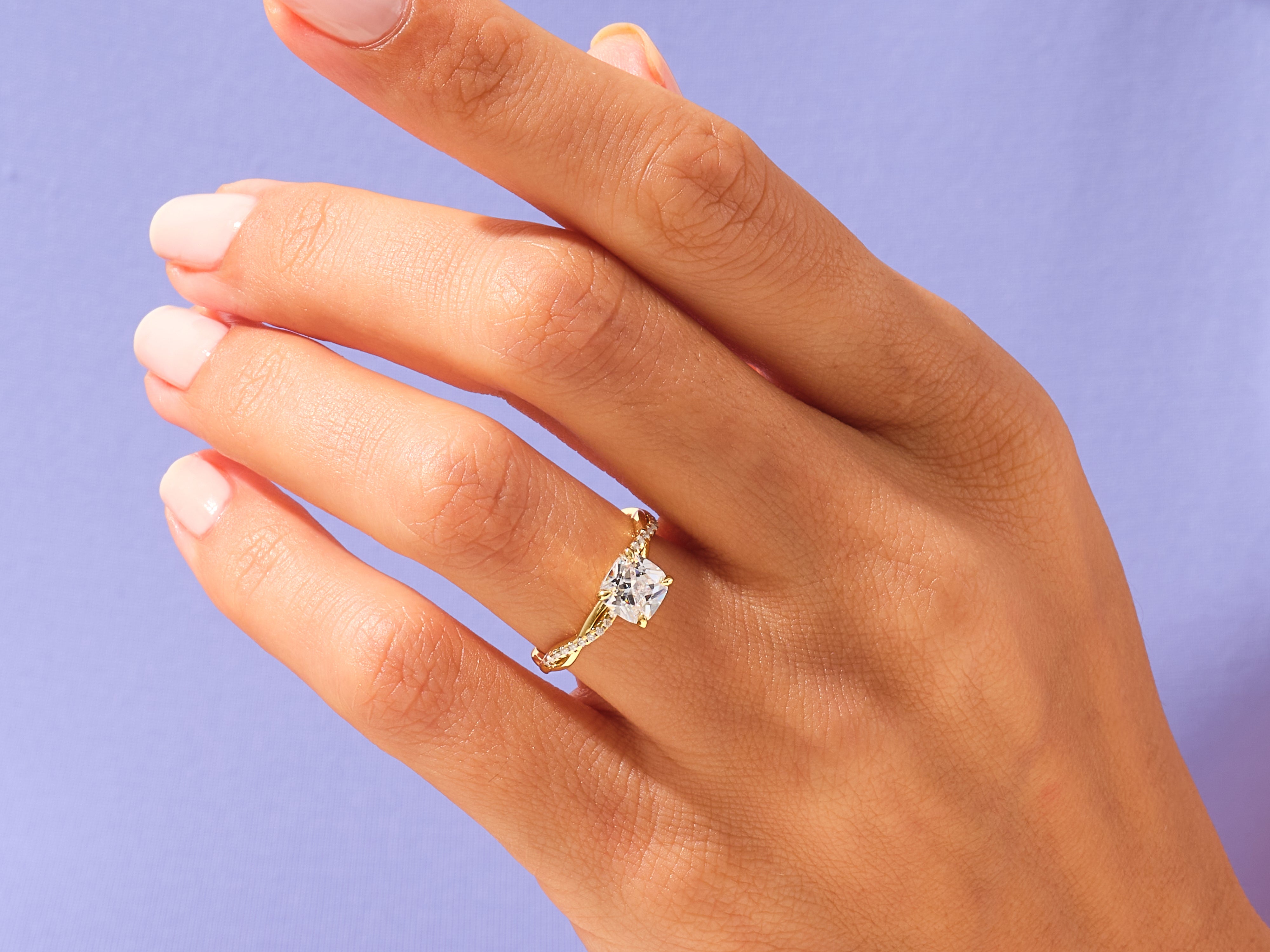 Cushion Twisted Engagement Ring
